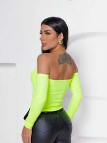 Cropped Neckline With Sleeves - 青檸色 - 查看 2