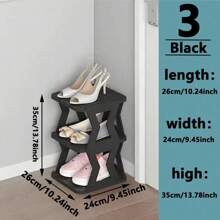 1 set Multi-Layer DIY Scaffale per scarpe, Scaffale per scarpe da bagno, Organizzatore per scarpe salvaspazio per soggiorno, Scaffale per scarpe montato sulla porta per l'ingresso. - nero - Visualizzare 14
