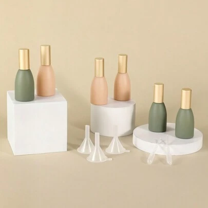 1/10 Pcs 12ml Pink/Green Essential Oil Roller Bottles 12ml Empty Glass Roller Bottles With Stainless Steel Roller Balls Protection Leakproof With 5 Funnel And 5droppers For Travel Perfume ( Gold Lid)