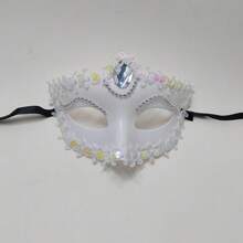 1pc Plastic Half Face Mask, For Halloween, Masquerade, Graduation - Multicolor - View 8