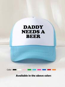 1pc Unisex Funny Printed Foam Mesh Trucker Cap, Suitable For Everyday Wear, Outdoor Travel, Hiking, Beach Vacation