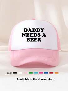 1pc Unisex Funny Printed Foam Mesh Trucker Cap, Suitable For Everyday Wear, Outdoor Travel, Hiking, Beach Vacation