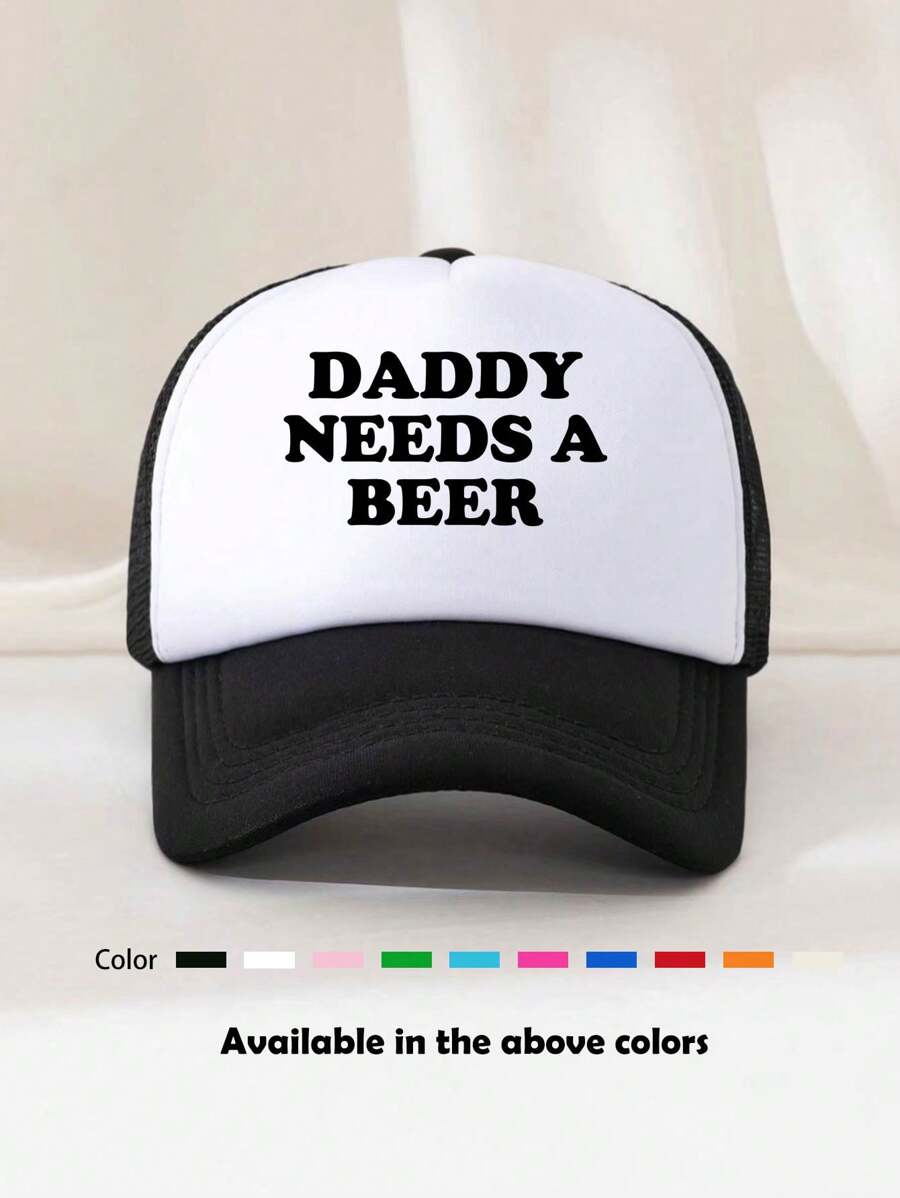 1pc Unisex Funny Printed Foam Mesh Trucker Cap, Suitable For Everyday Wear, Outdoor Travel, Hiking, Beach Vacation