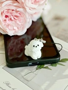 1 件可爱白色情侣泰迪狗手机挂绳，白色小狗手机挂绳，情人节礼物，生日礼物！ - 彩色 - 查看 5