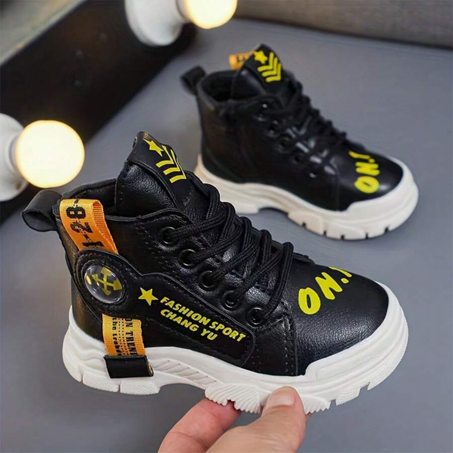 BOTAS nuevas cortas antideslizantes de moda infantil con cremallera - Negro - Ver 1