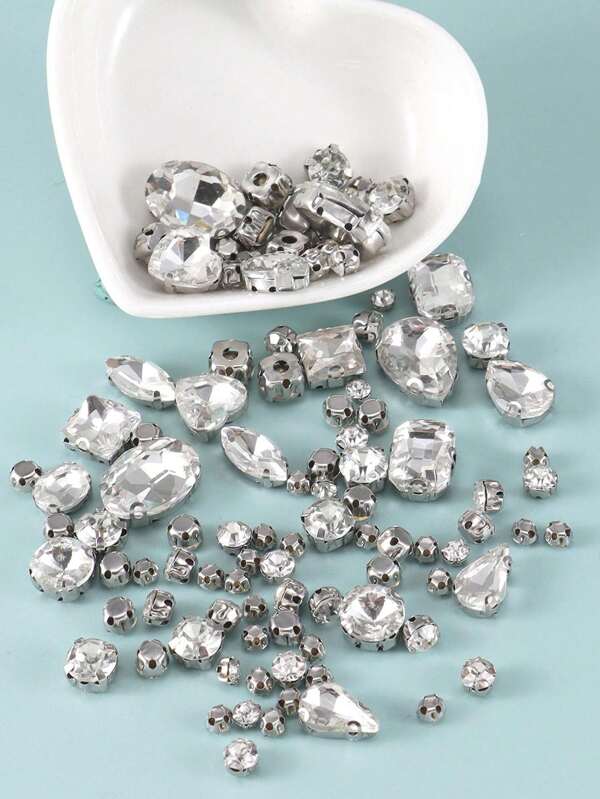 52/58/100pcs Handmade Sew On Glass Rhinestone Metal Claw Rhinestone Sewing Decor