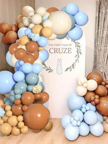 105 Chiếc Bộ Vòm Vòng Hoa Bóng Bay Màu Trắng Ngà Và Màu Xanh Ca Cao, Bóng Bay Confetti Cao Su Màu Hỗn Hợp, Trang Trí Nền Tiệc, Vật Dụng Trang Trí Tiệc Sinh Nhật Ngày Lễ, Trang Trí Tiệc Tiết Lộ Giới Tính - Nhiều màu - Xem 2