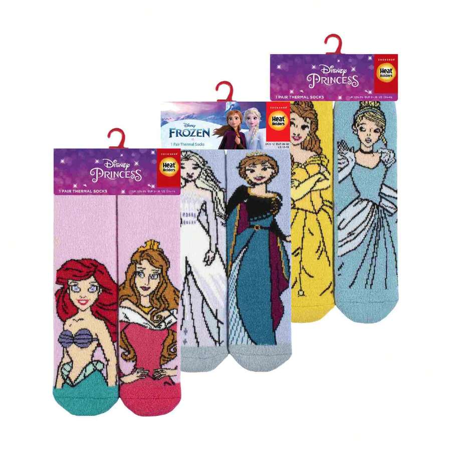 Heat Holders 3 Pack Girls Disney Novelty Socks Thermal Lite Princess