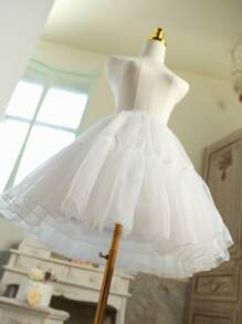 1 件百搭薄纱荷叶边腰吊带裙，适合女士新娘装、洛丽塔服装、日常穿着 - 柔软无骨衬裙女士秋季服装 - A - 查看 5