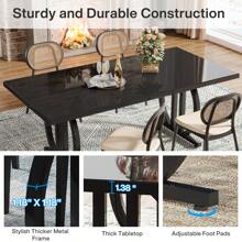 Tribesigns 63-Inch Large Dining Table For 4-6 People, Modern Industrial Rectangular Kitchen Table With Heavy Duty Metal Frame For Home Or Dining Room - 黑色的 - 查看 5