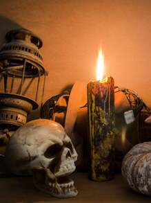 Calaveras de diferentes tamaños que parecen realistas, cabezas de esqueleto humano para decorar bares, hogares y mesas en Halloween y Navidad - Multicolor - Ver 4