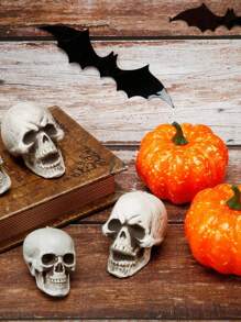 Calaveras de diferentes tamaños que parecen realistas, cabezas de esqueleto humano para decorar bares, hogares y mesas en Halloween y Navidad - Multicolor - Ver 3