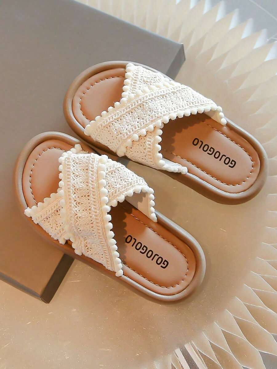 Fashionable & Comfortable Open Toe Girls' Slippers, Breathable & Lightweight Beach Sandals, Suitable For Outdoor Activities