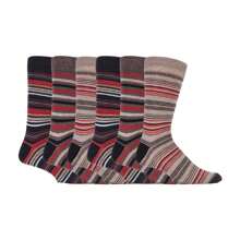 Sock Snob 6 Pack Mens Colourful Striped Patterned Dress Cotton Socks In 7 Styles (Rome) - Fast Shipping And Quick Delivery - Red - View 1