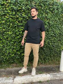 Men's Light Beige Jogger Jeans With Spandex Premium Line Black Lead Gray - 卡其色 - 查看 7