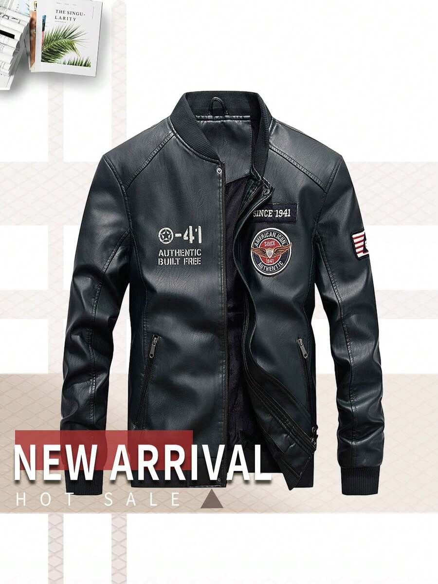 Men's Zip Pocket All-Match 2 In 1 Embroidered English Letter Racing ...
