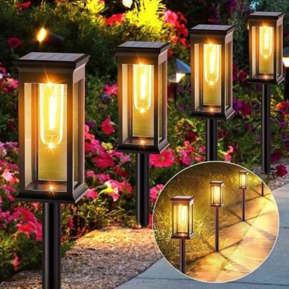 4/6/8PCS Solar Christmas Terrace Decoration Outdoor Lawn Light, Outdoor IPX4 Waterproof Grounding Plug Light, 500mAh Battery Outdoor Terrace Decoration Garden Light, Outdoor LED Light Villa, Garden, Courtyard, Path, Courtyard Landscape Light