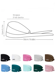 1 pezzo Cappellino da lavoro Premium con ricamo "Smile" per donne, adatto per infermiere, estetiste, addetti alle pulizie e altri fornitori di servizi medici/domestici, Ognissanti - Multicolore - Visualizzare 3