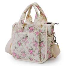 Multifunctional Quilted Floral Handbag For Women - Cute Coquette Aesthetic, Crossbody Bag For Daily Casual Use And Outdoor Travel - 粉紅色的花 - 查看 1