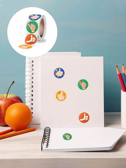 500قطعة/لفة ملصقات إبهام لأعلى، ديكورات حفلة عيد ميلاد للبالغين وملصقات مكافأة، غير مخصصة لاستخدام الأطفال