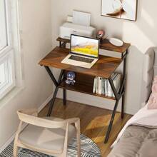 Small Desk, 27.5 Inch Small Computer Desk For Small Spaces, Compact Desk With Storage, Tiny Desk Study Desk With Monitor Stand For Home Office, Espresso - 深褐色 - 查看 2