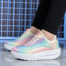 New Breathable & Comfortable Women's Casual Sports Shoes, Plus Size Color Block Running Sneakers