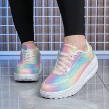 New Breathable & Comfortable Women's Casual Sports Shoes, Plus Size Color Block Running Sneakers