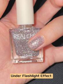 REALCHIC 10ml/件银色反光闪光水性指甲油，快干，持久，可剥离，女士和女孩美甲艺术，节日礼物 - 銀色 - 查看 3