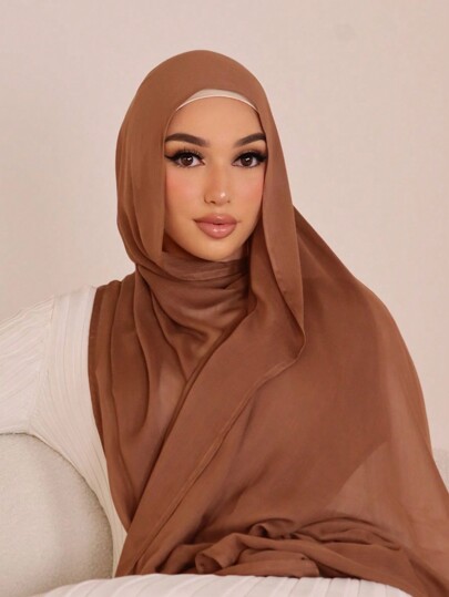 1pc Women's Elegant Modal Soft Breathable Solid Color Long Hijab Scarf Headband For Abaya Accessories Veiled Clothes
