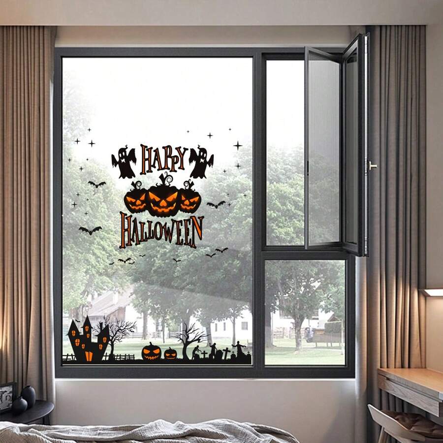 1 Set - Halloween Heim (Party) Dekoration, Lächelnde Kürbis Muster. Entfernbares PVC statisches Klebeband für Fenster Glas Halloween Party, Heim Dekor, Küchen Dekor, Halloween Dekor, Raum Dekor, Weihnachts Dekor, Party Dekor, Party Geschenk, Halloween Dekorationen, Weihnachts Dekorationen, Halloween Geschenk, Weihnachts Geschenk, Küchenartikel, Küchenutensilien, Küchengeräte, Küchendinge.