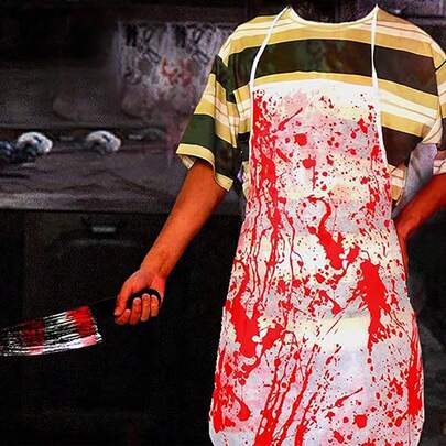 Conjunto de fantasias de Halloween de terror, meias altas sangrentas e luvas sangrentas, meias acima do joelho para homens e mulheres, para festa de Halloween, fantasias de cosplay, luvas sangrentas, meias sangrentas, avental para beber sangue, conjunto de saia sangrenta, Natal