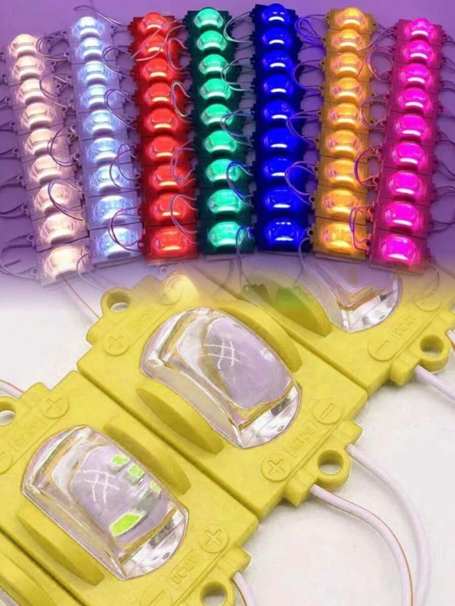 Modulos de LED iluminacion de alta potencia estilo ceja impemeable de 3 LED SMD 3030 para coche moto remolque 10Uds - Amarillo - Ver 1