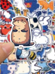 50张简约绘画卡通动物涂鸦贴纸精美手册吉他水杯笔记本电脑防水贴 - 彩色 - 查看 4