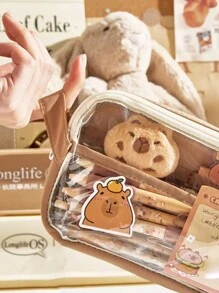 1 Peça Bolsa Porta-Canetas Multiuso de Grande Capacidade e Transparente com Zíper, Bolsa de Papelaria à Prova d'Água e Resistente à Sujeira para Estudantes, Pode ser Usada para Armazenar Canetas, Cadernos Pequenos, Fitas e Outros Artigos de Escritório de Mesa, Estojo de Lápis do Conjunto Série Campi de Volta às Aulas, Bolsa de Armazenamento de Cosméticos para Dormitório (Algumas Opções Não Incluem Acessórios!) Volta às Aulas, Estojo de Lápis, Nécessaire, Mochila Escolar