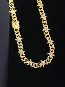 1件欧美时尚嘻哈风格星星手链项链，镶嵌水钻，街头配饰 - A - 查看 5