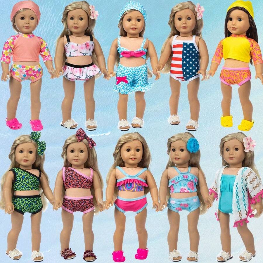 18-Inch Reborn Doll Summer Swimwear Outfit Set, Fits 43cm Large Dolls (Doll Not Included) - 18 Inch Doll Clothes - View 1