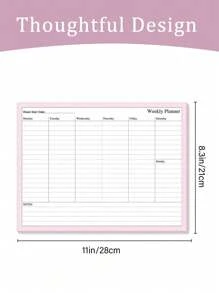 1 pieza Planificador semanal sin fecha tamaño A4, organizador de escritorio, lista de tareas pendientes, seguimiento de hábitos, adecuado para estudiantes y profesores - Rosa - Ver 3