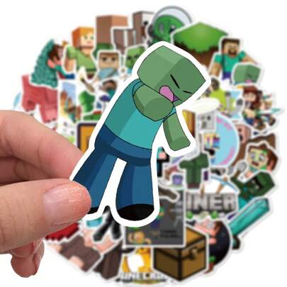 Minecraft 50pcs MINECRAFT Officially Licensed DIY Vinyl Sticker Cartoon Minecraft Dungeons Building Game Label High Quality Waterproof UV Scratch Resistant Decoration Stickers For Laptop Bottle Skateboard Great For Mom Dad Grand Mother Father Teacher Sister Brother Boy GirlFriend Funny Valentine's Day Gifts,Minecraft,Stickers,Mine Craft,Minecraft,Stickers,Mine Craft
