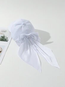 1顶女士加长蝴蝶结棒球帽，可调节户外休闲纯色可爱优雅遮阳帽，适合上学、夏季、海滩、度假、旅行 - 長蝴蝶結 - 查看 3