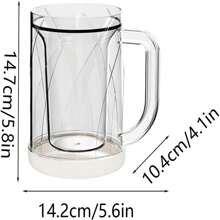 Freezer Beer Mug, Double Wall, Insulated Gel Plastic Pint Freezable Glass, 16 Oz, Clear 1 Pack, Chiller Frosty Cup, Frozen Ice Mug, Freezer Cup. - Multicolor - View 7