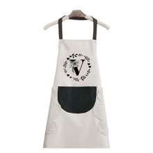 1 件装家用围裙防水防油可擦手厨房工作服时尚首字母印花男女居家烹饪清洁围裙男女通用无袖围裙，厨房，浴室，家居，家居供应商 - 白色 - 查看 18
