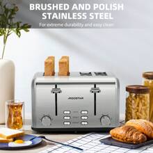 Aigostar Toaster 4 Slice Stainless Steel Toaster With Independent And Extra-Wide Slots, High Lifting, Defrost & Reheat Functions, Variable Browning Settings, Silver - Gordon 30ZGE - UK Plug(220-240V) - View 6