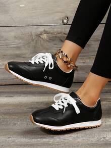 1雙青少年輕便、時尚且透氣的運動鞋 - 黑色 - 查看 4