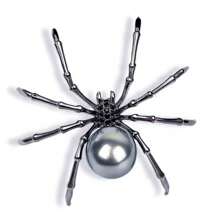 1pc Retro Black Spider Design Crystal Brooch, Fashionable Metal Lapel Pin For Women, Wholesale Halloween Accessories