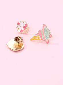 3pcs/Card Cute Girl Ice Cream Shaped Enamel Pins, Decorative Brooch For Clothes, Bags