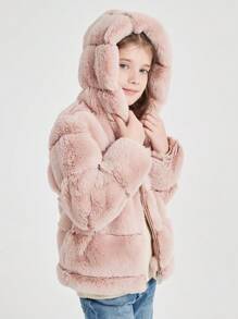 Tween Girls Casual Hooded Jacket With Pockets, Fashionable And Versatile For Fall/Winter
