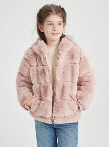 Tween Girls Casual Hooded Jacket With Pockets, Fashionable And Versatile For Fall/Winter