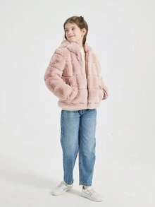 Tween Girls Casual Hooded Jacket With Pockets, Fashionable And Versatile For Fall/Winter