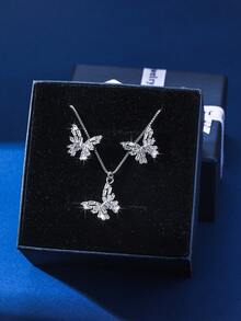 Bộ 3 món/Bộ trang sức mặt dây chuyền bằng đồng thau hình con bướm, trái tim, cành cây và giọt nước mắt Cubic Zirconia sang trọng thanh lịch dành cho phụ nữ, trẻ em gái, tốt nghiệp, tiệc tùng, sinh nhật, ngày lễ tình nhân, quà tặng Giáng sinh cho ngày của mẹ - Nhiều màu - Xem 15