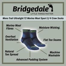 Bridgedale Mens Trail Running Ultralight T2 Merino Wool Sport 3/4 Crew Socks (Blue) - Fast Shipping And Quick Delivery - Blue - View 6